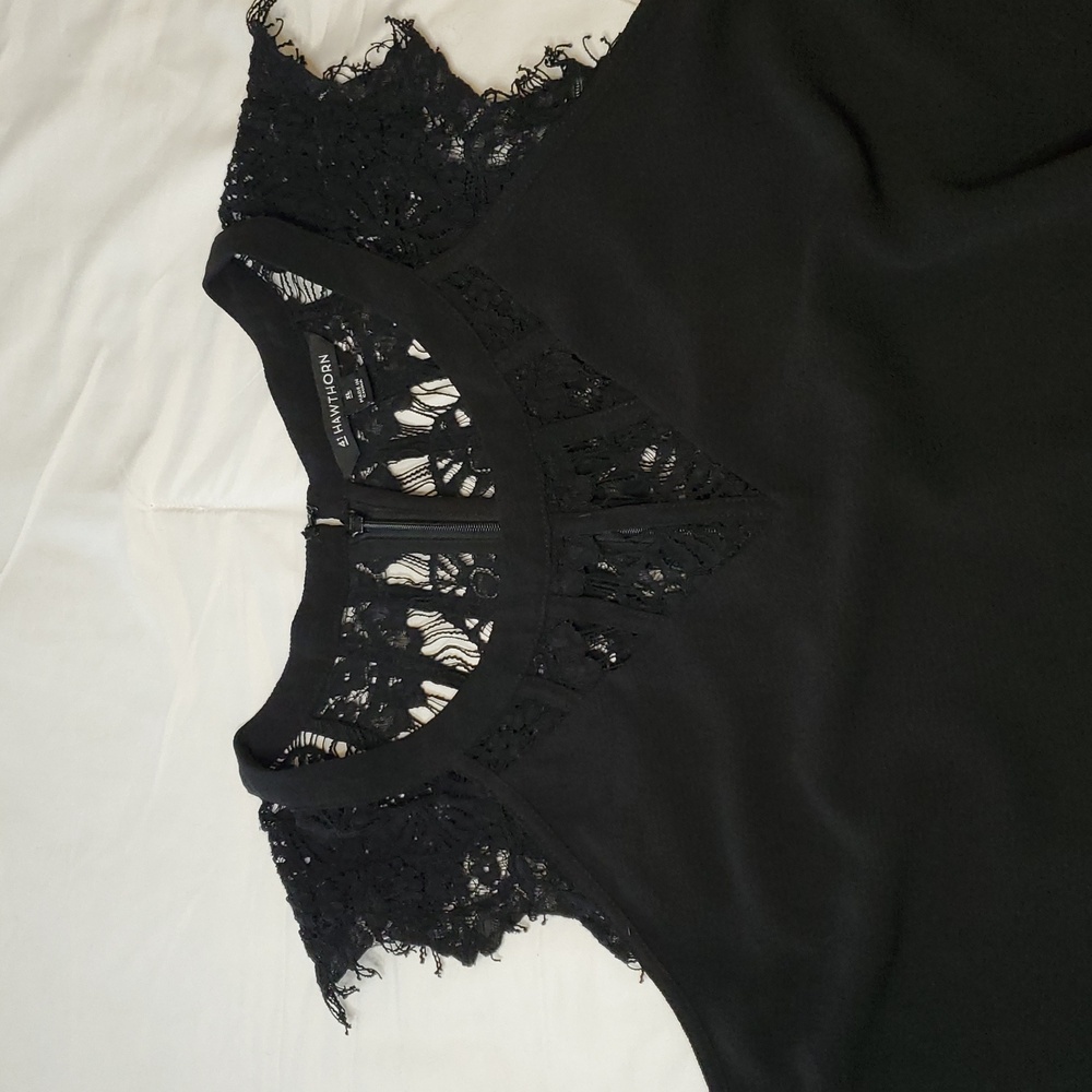 41 Hawthorn Black Lace Details Cap Sleeves Top Ladies. Size:XL - Picture 8 of 9
